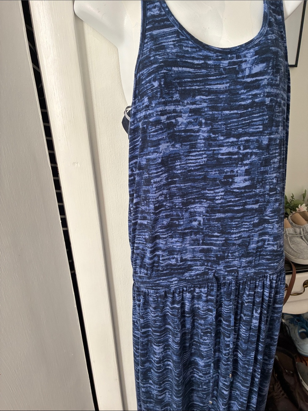 Athleta Navy and Indigo Printed Maxi Dress M Comfy and Casual